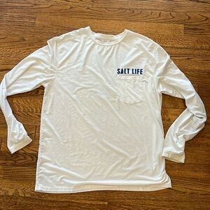 Salt Life Mens Medium White Long Sleeve Crew Neck Graphic Outdoor T Shirt